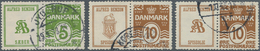 Dänemark - Zusammendrucke: 1927/1940 (ca.), Small Collection Of Different Advertising Labels With Se - Sonstige & Ohne Zuordnung