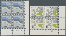 Estland: 1991, National Symbols Definitive Issue 1.50r. ‚Flag Of Estonia‘ And 2.50r. ‚Maps Of Estoni - Estonie
