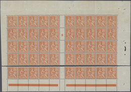 Frankreich: 1900, MOUCHON 15c. Orange, 150 Stamps Within (large) Units (former Complete Sheet Of 150 - Collections
