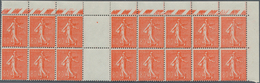 Frankreich: 1925, 80c. Red "Semeuse Lignee", Block Of Four And Gutter Block Of 16, Unmounted Mint. M - Collections