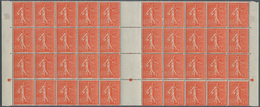 Frankreich: 1925, Semeuse Lignee, 80c. Red, Gutter Block Of 40 Stamps, Unmounted Mint. Maury 203 (40 - Sammlungen