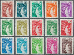 Frankreich: 1977/1978, Definitives 'Sabinerin' Complete Set Of 15 Different Values All WITHOUT PHOSP - Collections