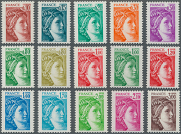 Frankreich: 1977/1978, Definitives 'Sabinerin' Complete Set Of 15 Different Values All WITHOUT PHOSP - Sammlungen