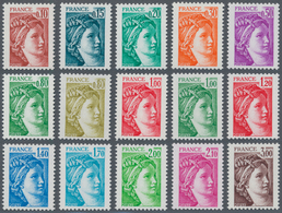 Frankreich: 1977/1978, Definitives 'Sabinerin' Complete Set Of 15 Different Values All WITHOUT PHOSP - Sammlungen