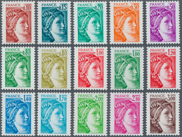 Frankreich: 1977/1978, Definitives 'Sabinerin' Complete Set Of 15 Different Values All WITHOUT PHOSP - Collections