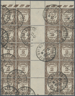 Frankreich - Portomarken: 1931, Postage Due 2fr. Sepia Lot With About 250 Stamps Incl. Many Larger B - 1859-1959 Lettres & Documents
