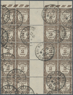 Frankreich - Portomarken: 1931, Postage Due 2fr. Sepia Lot With About 250 Stamps Incl. Many Larger B - 1859-1959 Briefe & Dokumente