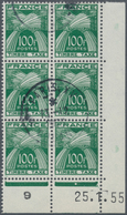 Frankreich - Portomarken: 1953, Postage Due 100fr. Green 'wheat' Lot Of About 150 Stamps Incl. Many - 1859-1959 Covers & Documents