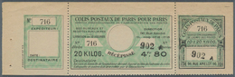 Frankreich - Postpaketmarken: PARCEL POST PARIS: 1930, Three-part Coupon 'COLIS POSTAUX DE PARIS POU - Sonstige & Ohne Zuordnung