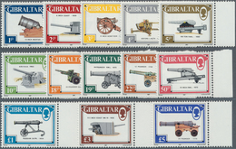 Gibraltar: 1987, Definitives 'Heavy Artillerie' Complete Set Of 13 From 1p. To £5 In A Lot With 25 S - Gibraltar