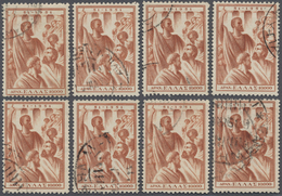 Griechenland: 1951. Apostel Paulus 10.000 Dr. Rotbraun Bestand Von 18 Gestempelten Werten, Mi. 581, - Unused Stamps