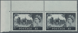 Großbritannien: 1955-58 Castles: Set Of Four Right Hand Corner Marginal Pairs Plus 5s. Corner Margin - Sonstige & Ohne Zuordnung