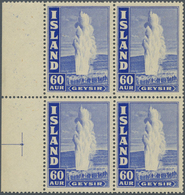 Island: 1943, Definitive Issue ‚Geysir ‘ 60a. Ultramarine Perf. 14 In A Lot With 70 Stamps Incl. Man - Other & Unclassified