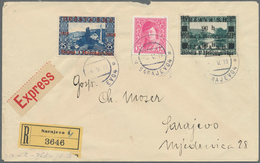 Jugoslawien: 1919, Lot Of 13 Covers Mainly Bearing Overprint Stamps, Incl. Registered And Express Ma - Cartas & Documentos