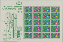 Liechtenstein: 1960, 50 Rp. Europa, Zwei Kleinbogen Zu Je 20 Werten Postfrisch (kl. Beanstandungen N - Sammlungen