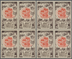 Monaco: 1955, 25. Rallye Monte Carlo Bestand Von 12 Postfrischen Werten Teils In Viererblocks Sowie - Unused Stamps