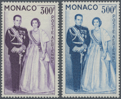 Monaco: 1959, Prince Rainier III. And Gracia Patricia Set Of Two 300fr. Violet And 500fr. Blue In A - Ongebruikt