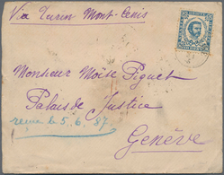 Montenegro: 1884/1893, Lot Of Six Entires: Five Covers Bearing Single Franking 10nkr. Blue To Geneve - Montenegro