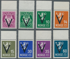 Norwegen: 1941, Definitives With Opt. 'V' (Victory Issue) WITH Watermark Eight Different Stamps (5ör - Covers & Documents