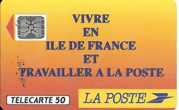 CARTE¤-PUBLIC-F136B-1990-50U-SC5An.590.2-Trou 6-LA POSTE-Ile De France-1 Ge+1 Pe+2 Ge-1Pe-21441-R° Maculage-  TBE-RARE. - 1990