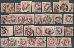 Portugal: 1862/1864, LUIS I., 25 Reis Carmine/rose (Mi.16, CE #16), Lot With More Than 180 Used Stam - Other & Unclassified
