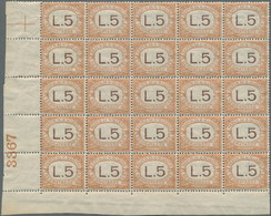 San Marino - Portomarken: 1925, Postage Due 5l. Orange/brown In A Lot With 250 Stamps In Larger Bloc - Segnatasse