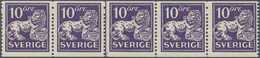 Schweden: 1934, Standing Lion 10öre Violet On White Paper Perf. 13 In A Lot With 120 Stamps Mostly I - Cartas & Documentos