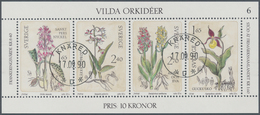 Schweden: 1982, Wild Orchids Lot With About 250 Miniature Sheets, Fine Used, Mi. Bl. 10, € 1.000,-- - Briefe U. Dokumente