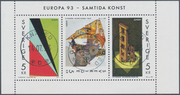 Schweden: 1993, Europa-CEPT ‚Modern Art‘ 5kr. Se-tenant Strip/3 (paintings From Olle Baertling, Öyvi - Briefe U. Dokumente