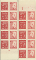 Schweden - Markenheftchen: 1958, King Gustav VI. Adolf 15öre Red + Numeral 5öre Red (five Each) In 1 - 1951-80