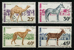 Delcampe - TCHAD - ANIMAUX DE LA FERME - YT 265 à 268 - SERIE COMPLETE DE 4 TIMBRES OBLITERES - Hoftiere