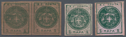 Serbien: 1866/1873, Mainly Mint Lot Of 14 Stamps Incl. Four Copies Of 1866 Newspaper Stamp 1pa. In D - Serbien