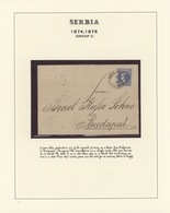 Serbien: 1874/1876, Milan IV., Group Of Five Lettersheets Bearing Each Single Franking 20pa. Blue, T - Serbien