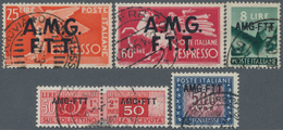 Triest - Zone A: 1947/1952, Accumulation Of Five Different Italian Stamps Optd. ‚AMG-FTT‘ Or ‚A.M.G. - Usati