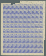 Türkei: 1955, 20 K. Atatürk, Orignalbogen Zu 100 Werten, Bedingt Durch Diagonalen Bogenumschlag Ca. - Used Stamps