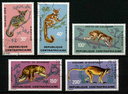 Delcampe - REPUBLIQUE CENTRAFRICAINE - SINGES - YT 150 à 154 - SERIE COMPLETE 5 TIMBRES OBLITERES - Singes