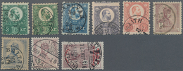 Ungarn: 1872/1910 (ca.), Lot Of Nine Used Stamps Incl. Michel No. 70 B (550,- €). - Lettres & Documents