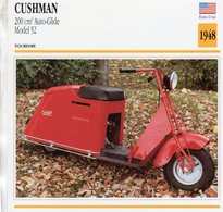 Delcampe - Cushman 200cm Auto-Glide Model 52  -  1948 - Moto De Tourisme -  Fiche Technique/Carte De Collection - Motorräder