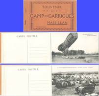 Delcampe - Militaire – Carnet 10 CPA Camp Des Garrigues, Massillan ( Animées, Cuisine, Ballon Dirigeable, Canons, Tanks, Tentes .. - Kasernen