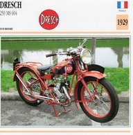 Delcampe - Dresch 250 MS604  -  1929 - Moto De Tourisme -  Fiche Technique/Carte De Collection - Motorräder