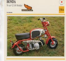 Delcampe - Honda 50cm CZ100 Monkey Bike  -  1964 - Moto De Tourisme  -  Fiche Technique/Carte De Collection - Motorräder