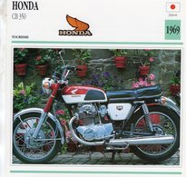 Delcampe - Honda CB 350  -  1969 - Moto De Tourisme  -  Fiche Technique/Carte De Collection - Motorräder