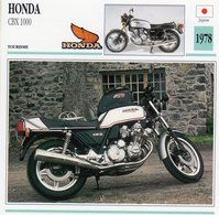 Delcampe - Honda CBX 1000  -  1978 - Moto De Tourisme  -  Fiche Technique/Carte De Collection - Motorräder