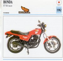 Delcampe - Honda FT 500 Ascot  -  1982 - Moto De Tourisme  -  Fiche Technique/Carte De Collection - Motorräder