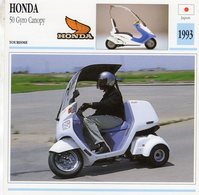 Delcampe - Honda 50 Gyro Canopy  -  1993 - Moto De Tourisme  -  Fiche Technique/Carte De Collection - Motorräder