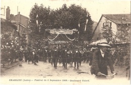 Delcampe - Dépt 42 - CHARLIEU - Festival Du 5 Septembre 1909 - Boulevard Thiers - (fête) - Charlieu