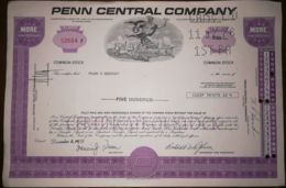 SHAREHOLDINGS, COMMON STOCK AT PENN CENTRAL COMPANY, RAILWAY, TRAINS, 1975, USA - Transportmiddelen