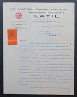 CAMIONS LATIL 1934 - Facture - Automobilismo