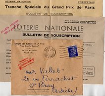 VP14.364 - PARIS 1938 - Loterie Nationale - Enveloppe & 2 Bulletins De Souscription De L'U.B.F. ( Les Gueules Cassés ) - Documents
