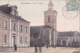 Delcampe - Pontvallain  Place De L' EGLISE  ( Plan Animé ) - Pontvallain